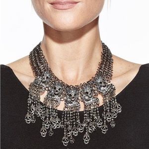 NWOT Gunmetal rhinestone skull necklace